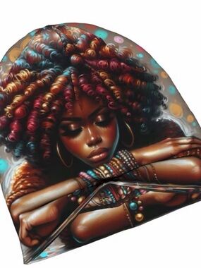 Colorful Curly Afro Print Beanie Hat